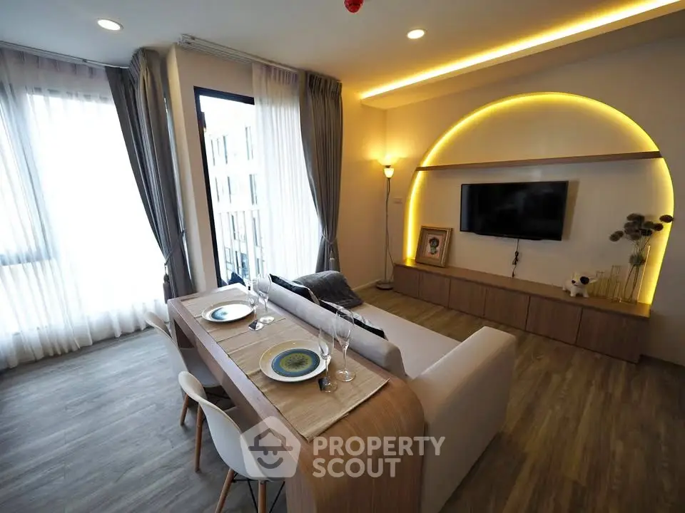 Modern living room with stylish decor and natural light