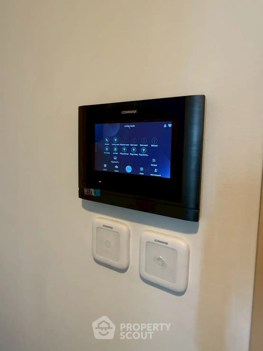 Modern home automation system control panel on wall
