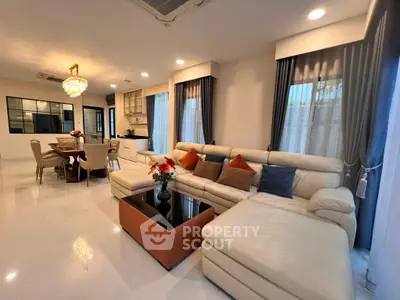 Luxurious living room with elegant decor and spacious seating area