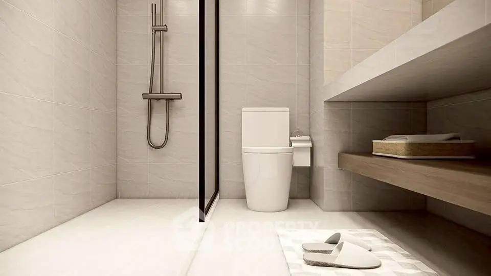 Modern bathroom with sleek shower and minimalist design