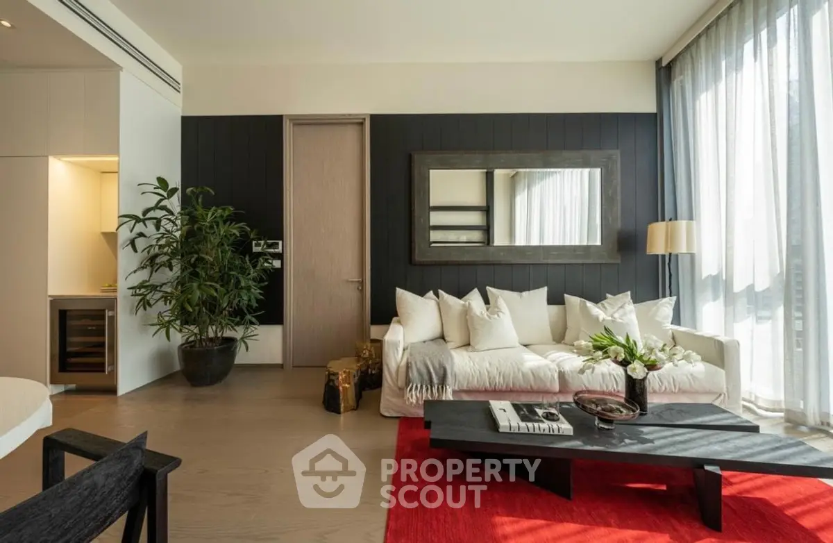 Luxurious modern living room with elegant decor and natural light