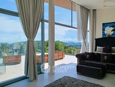 Luxurious living room with panoramic view and elegant decor