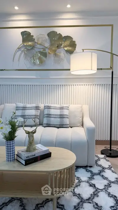 Stylish living room with modern decor and cozy ambiance