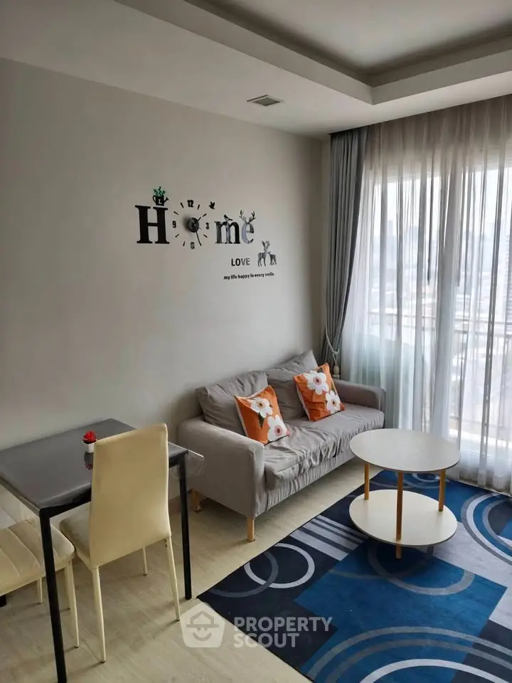 Cozy living room with modern decor and natural light