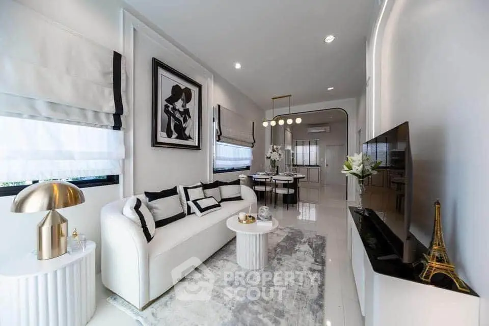 Elegant modern living room with stylish decor and open layout