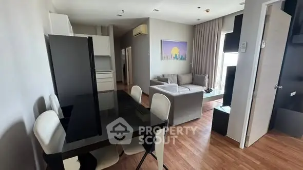 Modern living room with dining area and stylish decor