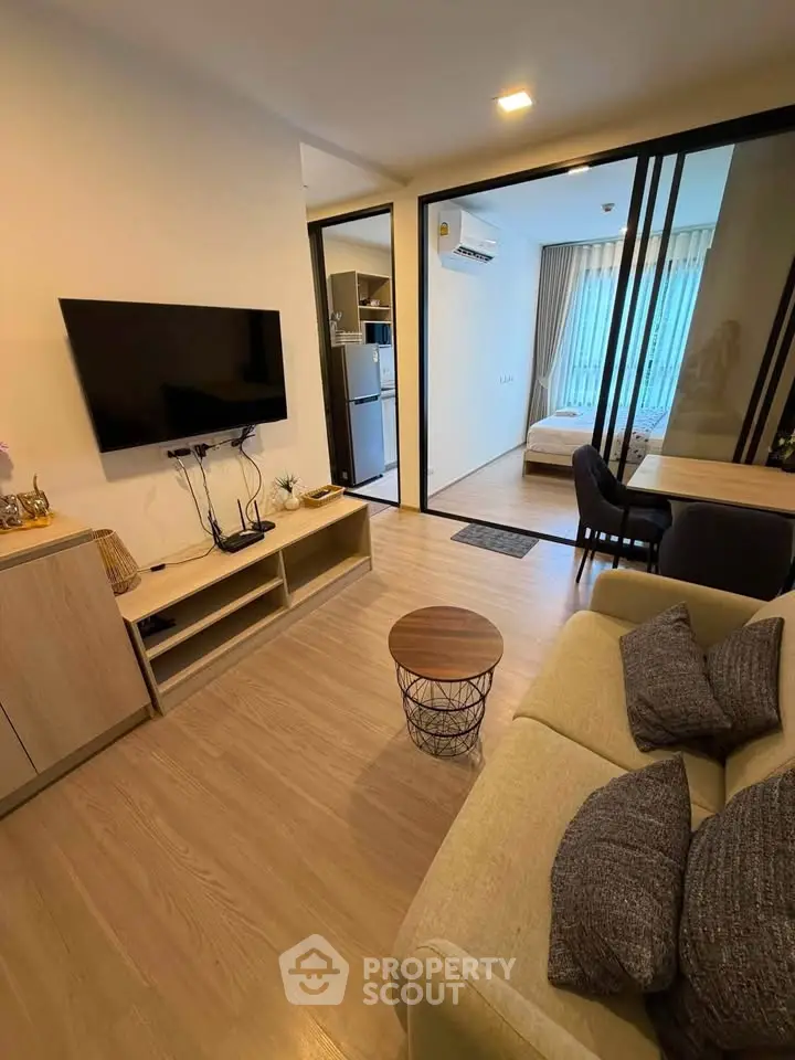 Modern living room with open layout and stylish decor