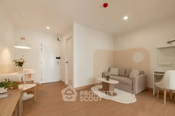 Modern living room with cozy sofa and stylish decor in a bright apartment