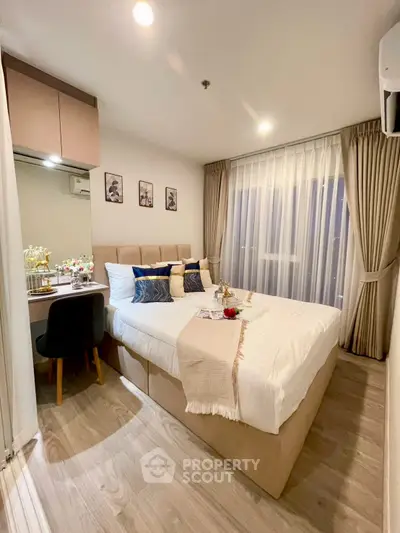 Cozy and stylish bedroom with modern decor and natural light