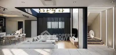 Luxurious modern living room with open layout and stylish decor