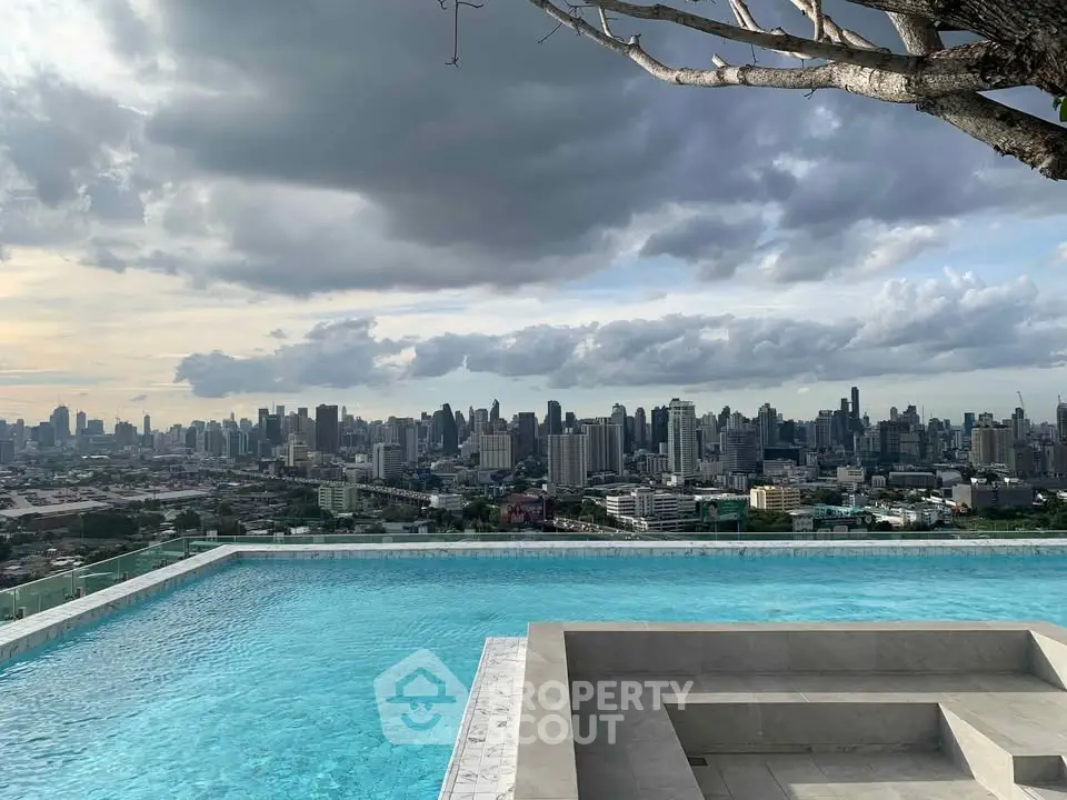 Stunning rooftop pool with panoramic city skyline view