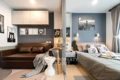 Modern studio apartment with stylish decor and cozy living space