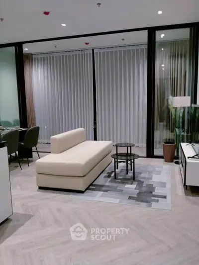 Modern living room with sleek furniture and stylish decor