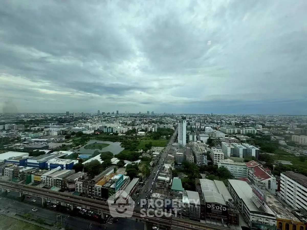 Stunning panoramic cityscape view from high-rise building