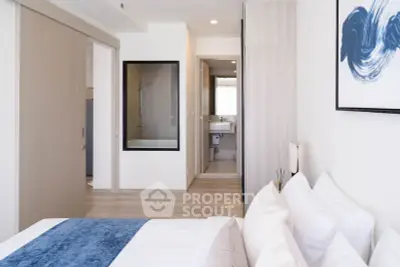 Modern bedroom with ensuite bathroom and stylish decor