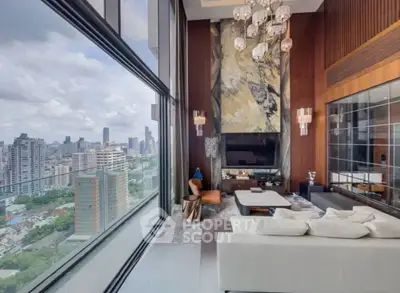 Luxurious high-rise living room with stunning city view and elegant decor