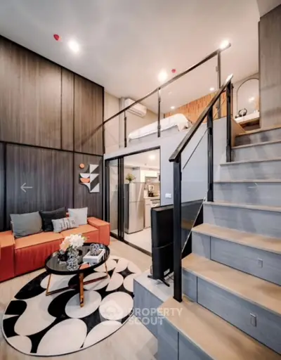 Modern loft apartment with stylish interior and mezzanine bedroom