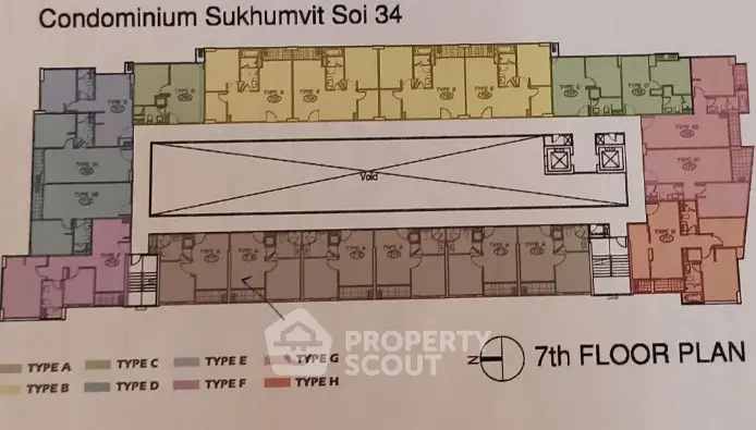 Condominium Sukhumvit Soi 34 floor plan showcasing diverse unit types for optimal living.