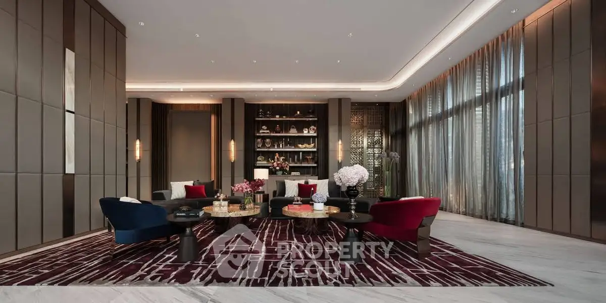 Luxurious modern living room with elegant decor and plush seating