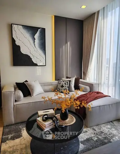 Stylish modern living room with elegant decor and natural light