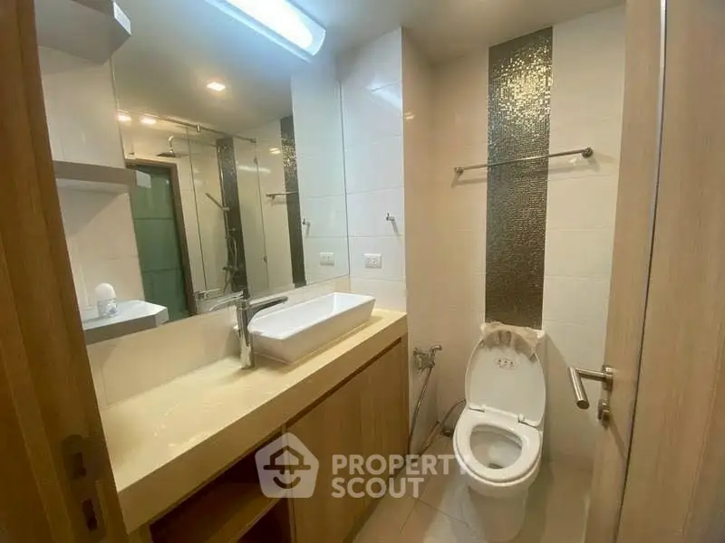 Modern bathroom with sleek fixtures and stylish design