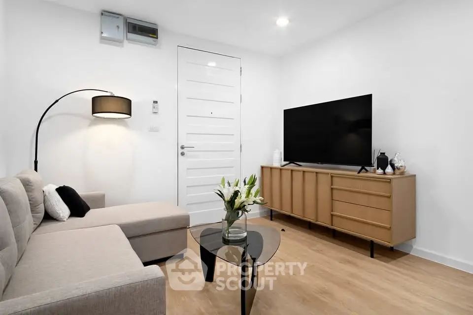 Modern living room with sleek furniture and stylish decor