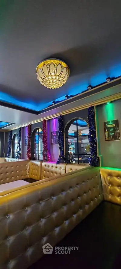 Luxurious lounge area with plush seating and ambient lighting