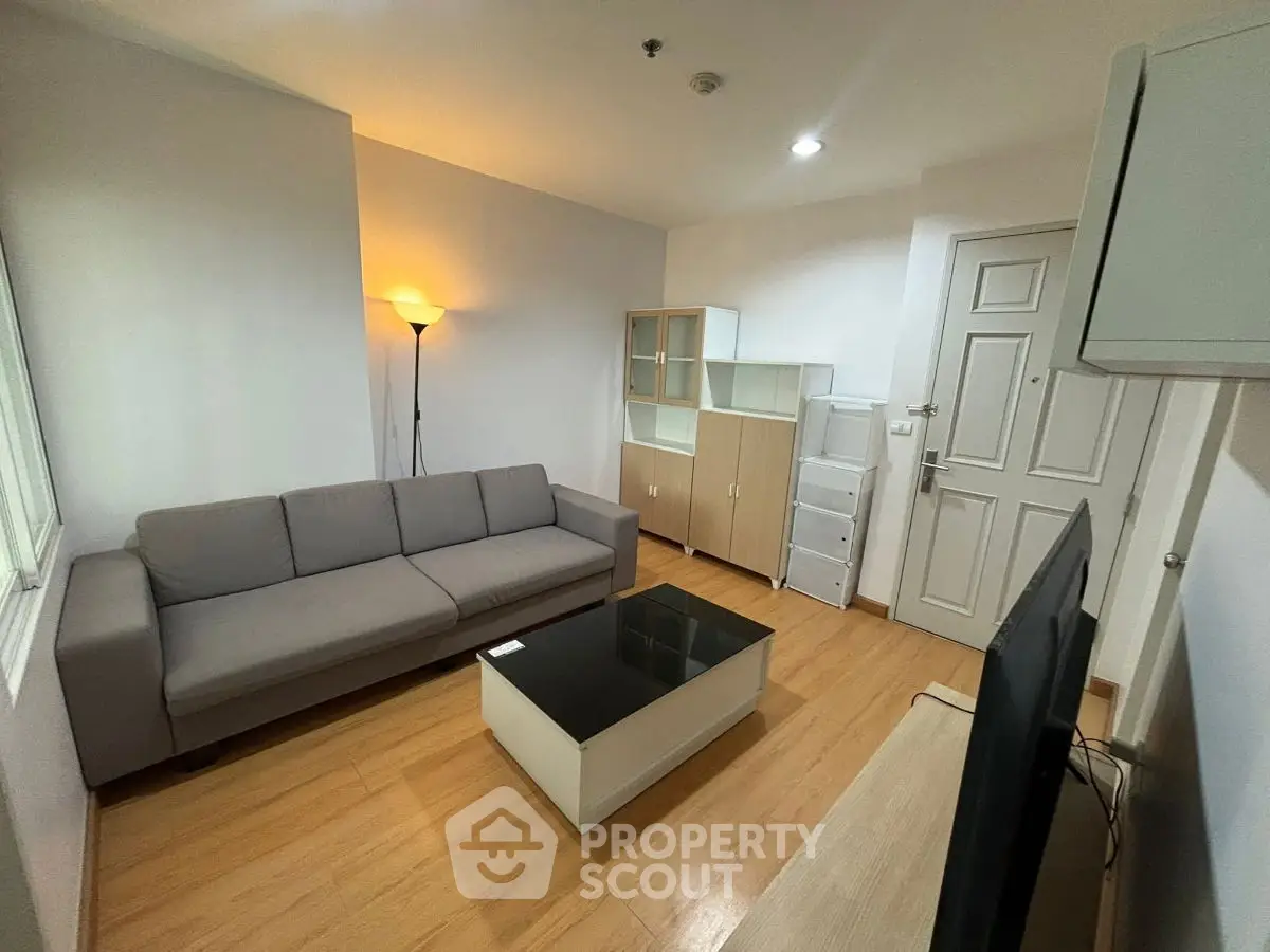 Cozy living room with modern furniture and warm lighting