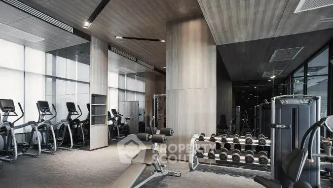 Modern gym with state-of-the-art equipment in luxury real estate property.