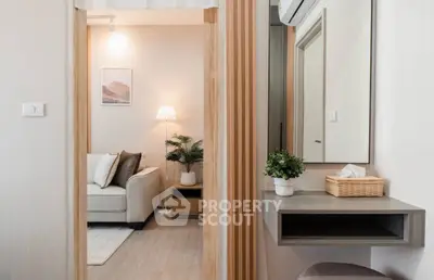 Modern apartment interior with cozy living room and stylish decor