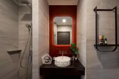 Modern bathroom with sleek design and elegant fixtures