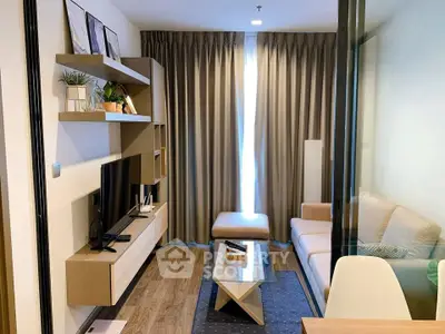 Modern living room with stylish decor and cozy seating area