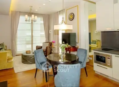 Luxurious modern living room with elegant dining area and stylish decor