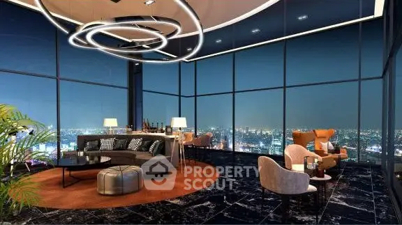 Luxurious high-rise living room with stunning city view and modern decor