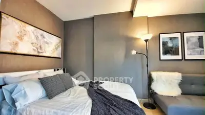 Stylish bedroom with modern decor and cozy ambiance