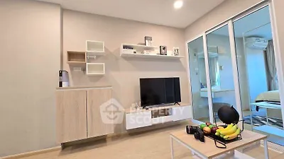 Modern living room with sleek TV unit and cozy decor