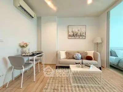 Modern living room with cozy decor and stylish furniture