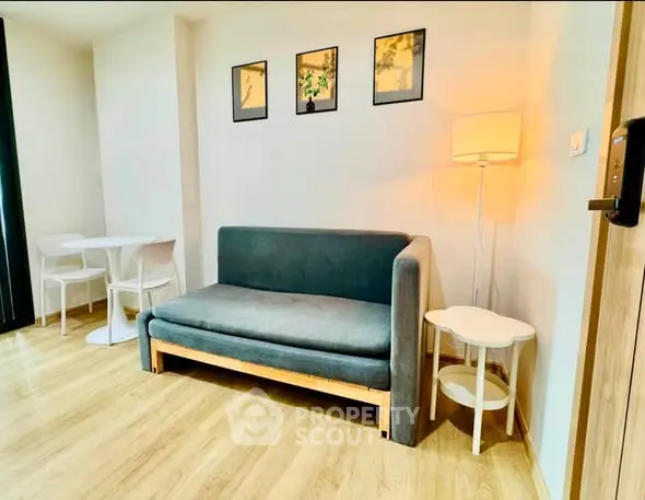 Cozy living room with modern sofa and stylish decor