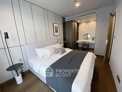 Luxurious modern bedroom with elegant decor and cozy ambiance