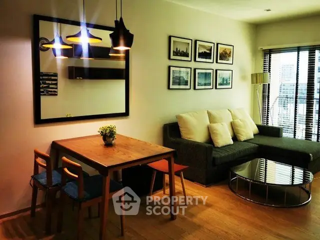 Stylish living room with modern decor and cozy seating area