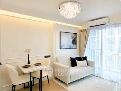 Elegant living room with modern decor and natural light