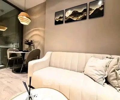 Stylish modern living room with elegant decor and cozy seating area