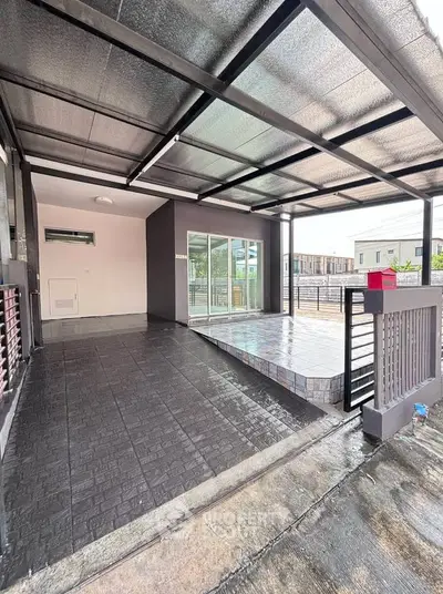 Modern covered parking area with sleek design and spacious layout