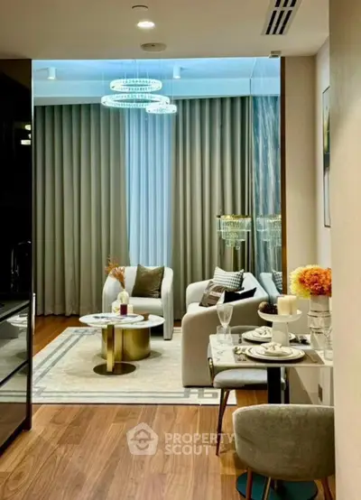 Luxurious modern living room with elegant decor and stylish furniture