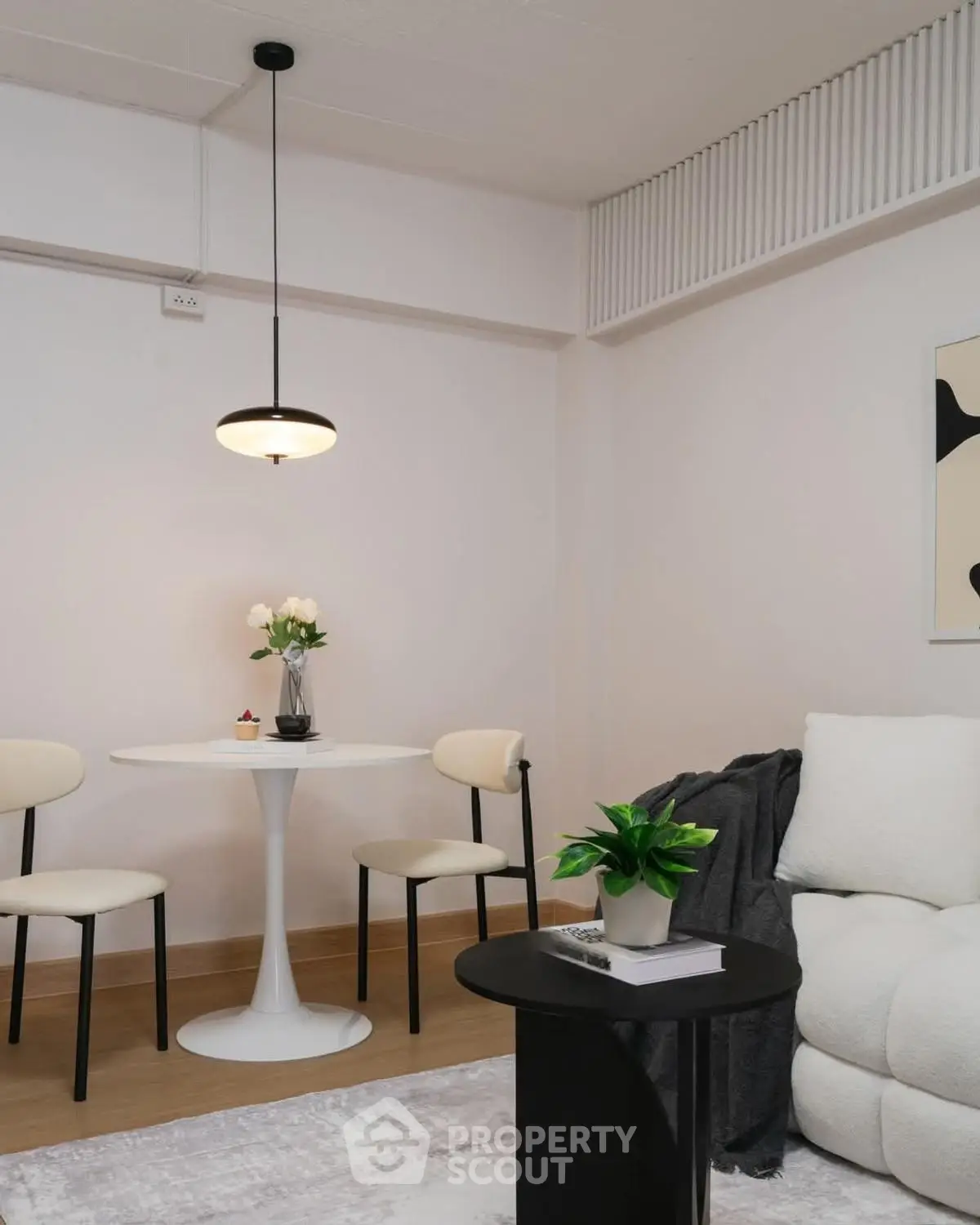 Modern living room with stylish furniture and elegant decor