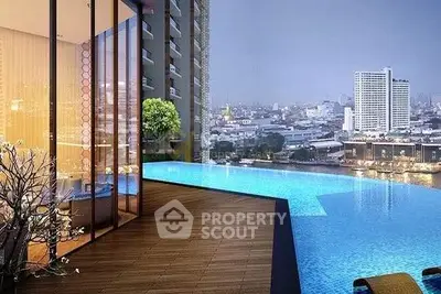Luxurious rooftop infinity pool with stunning city skyline view