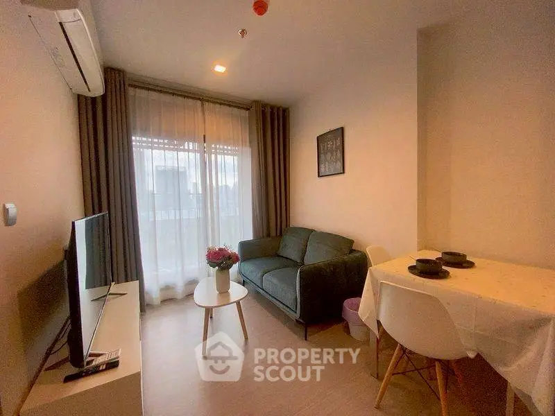 Cozy living room with modern decor and natural light