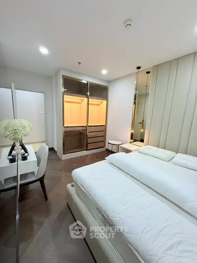 Luxurious bedroom with elegant decor and spacious wardrobe