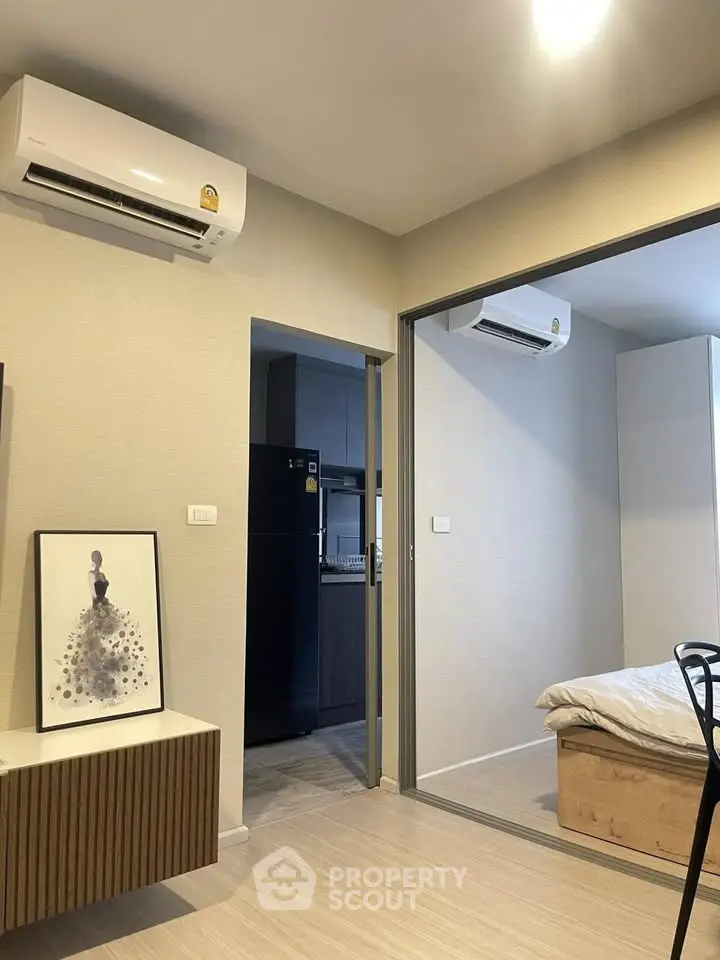 Modern apartment interior with air conditioning and stylish decor