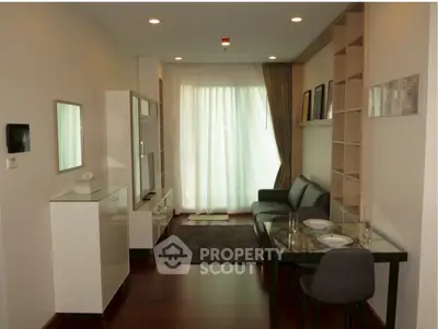 Modern living room with sleek furniture and natural light